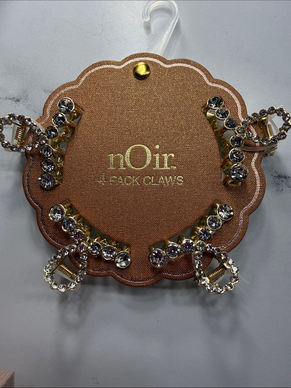 nOir Jewelry Gold Rhinestone Mini Claw Clip Set with Clear Crystals